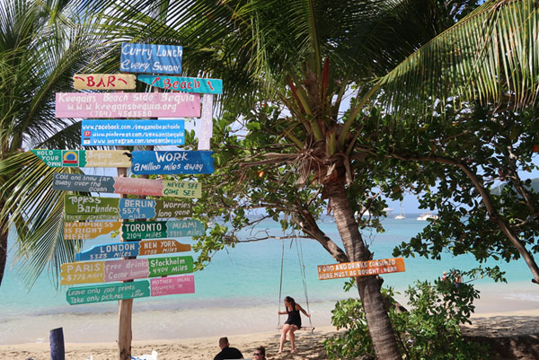 Bequia palmen strand